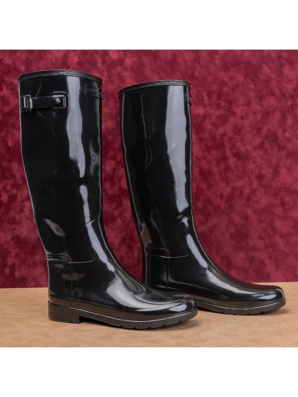 Hunter Wmn Original Refined Gloss Black Barn Farm Wellies Rubber Boots 9US EUR40